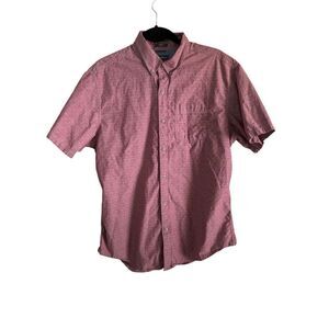 Eddie Bauer Red Baja Short Sleeve Button Down Shirt Size Large SEE Measurements